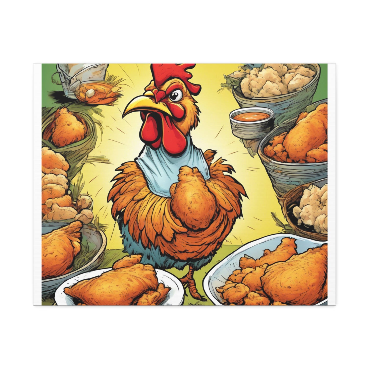 Funny Chicken Fried Food Comfort Food Art Canvas