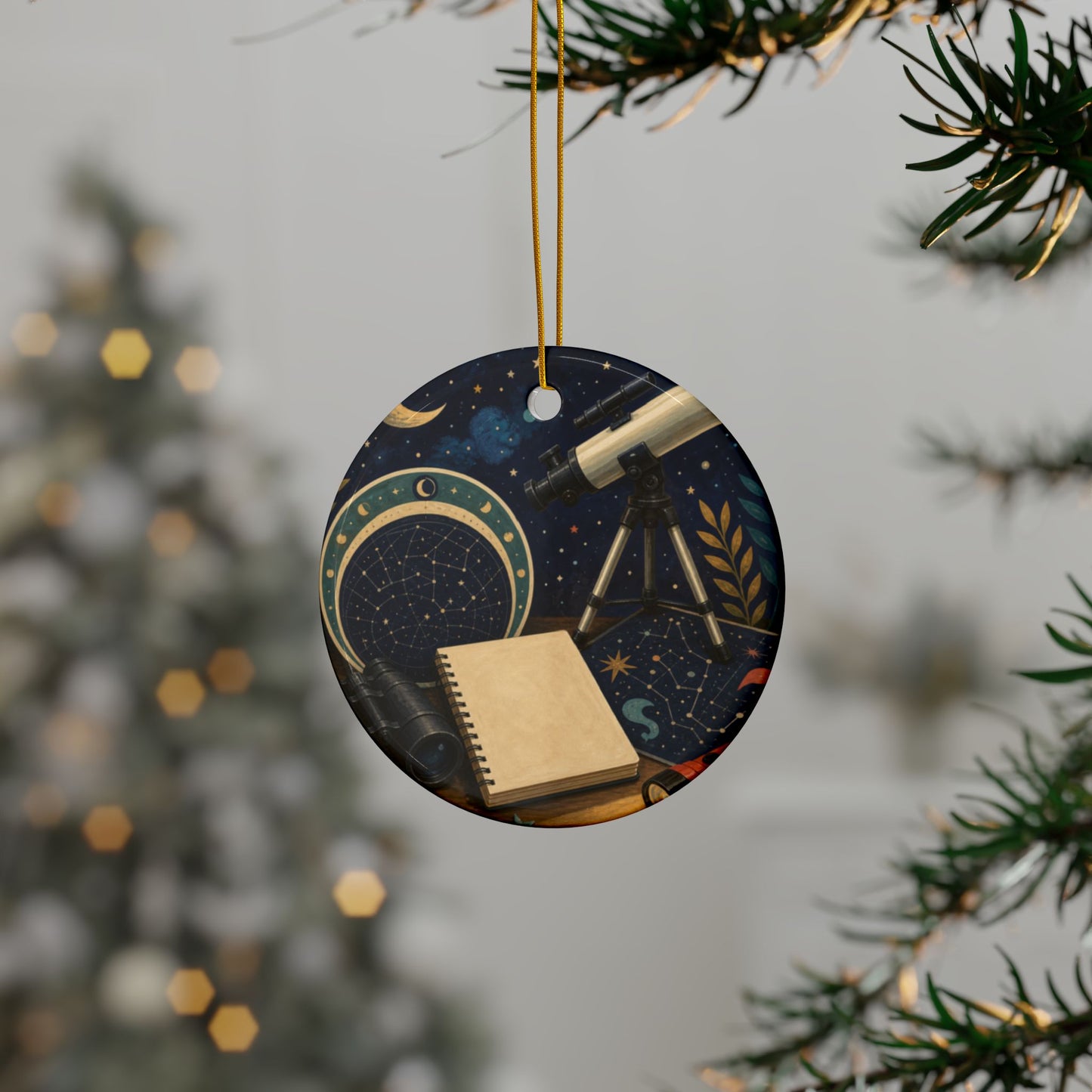 Classic Stargazing Astronomy Hobby Art Ceramic Ornament, Holiday Keepsake and Gi
