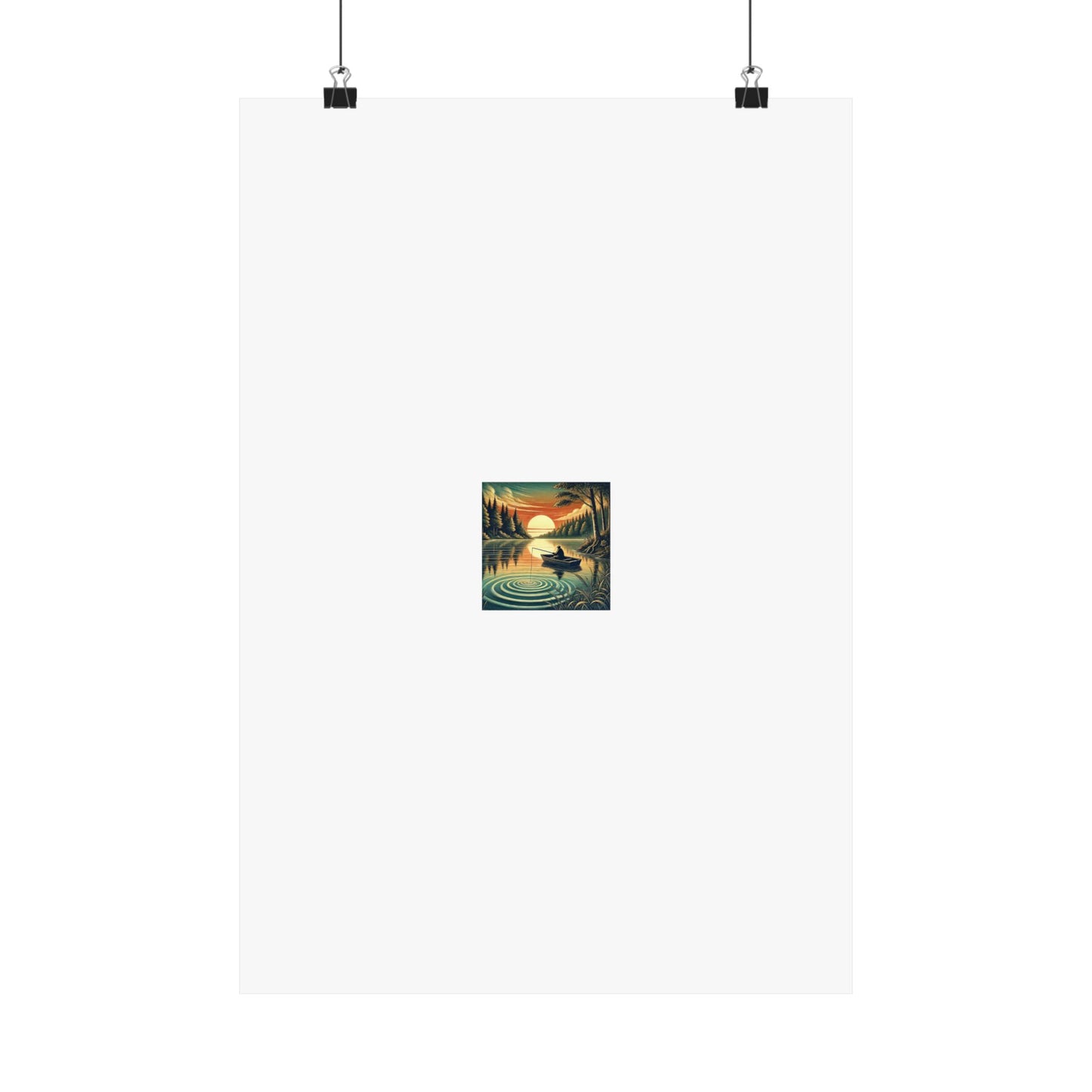 Sunset Lake Fishing Retreat Poster Lake House Fishing Wall Art Gift