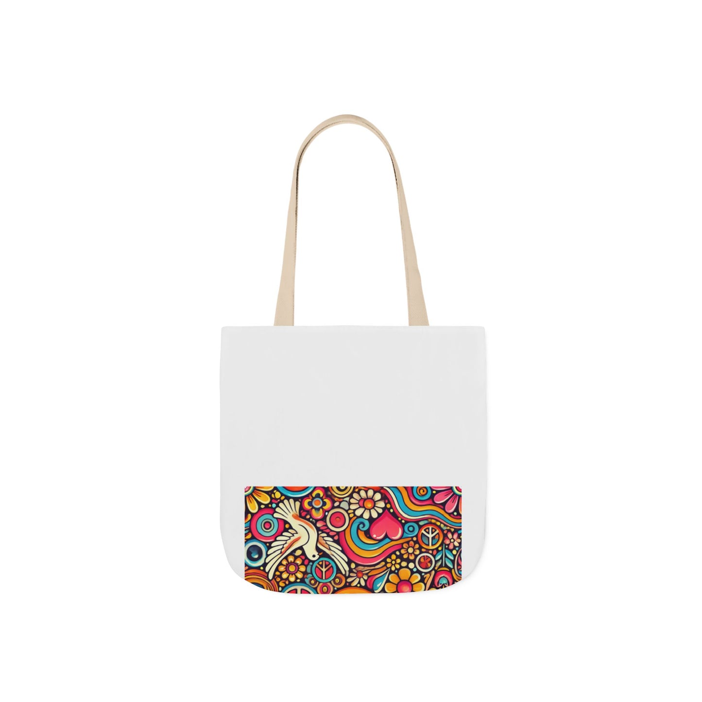 Colorful Peace Floral Pattern Canvas Tote Bag