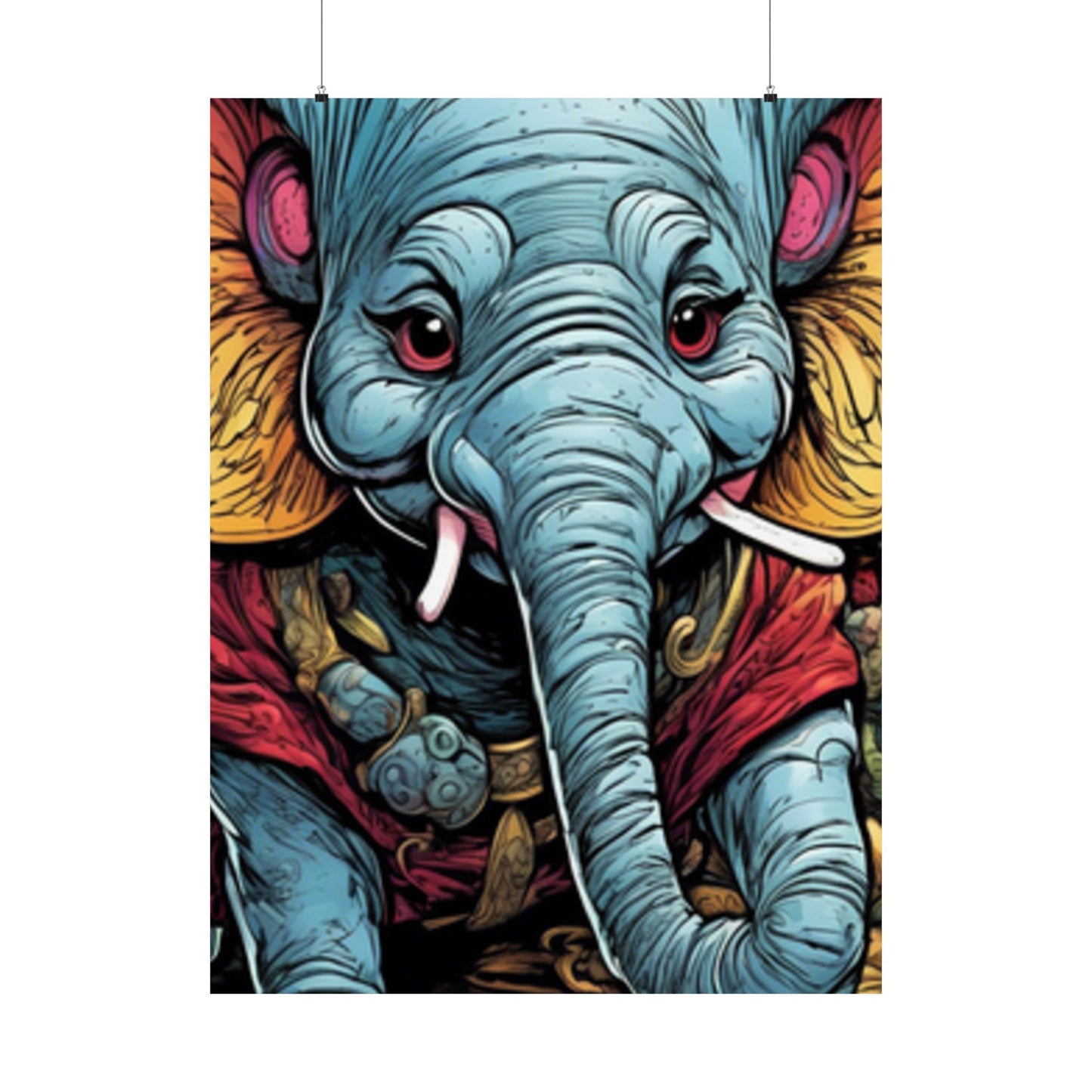 Colorful Elephant Garden Parade Wildlife Wall Art Poster