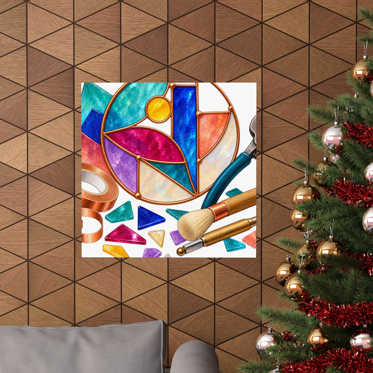 Abstract Stained Glass Suncatcher Workshop Poster