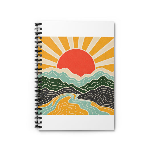 Topographic Sunrise Modern Adventure Spiral Notebook