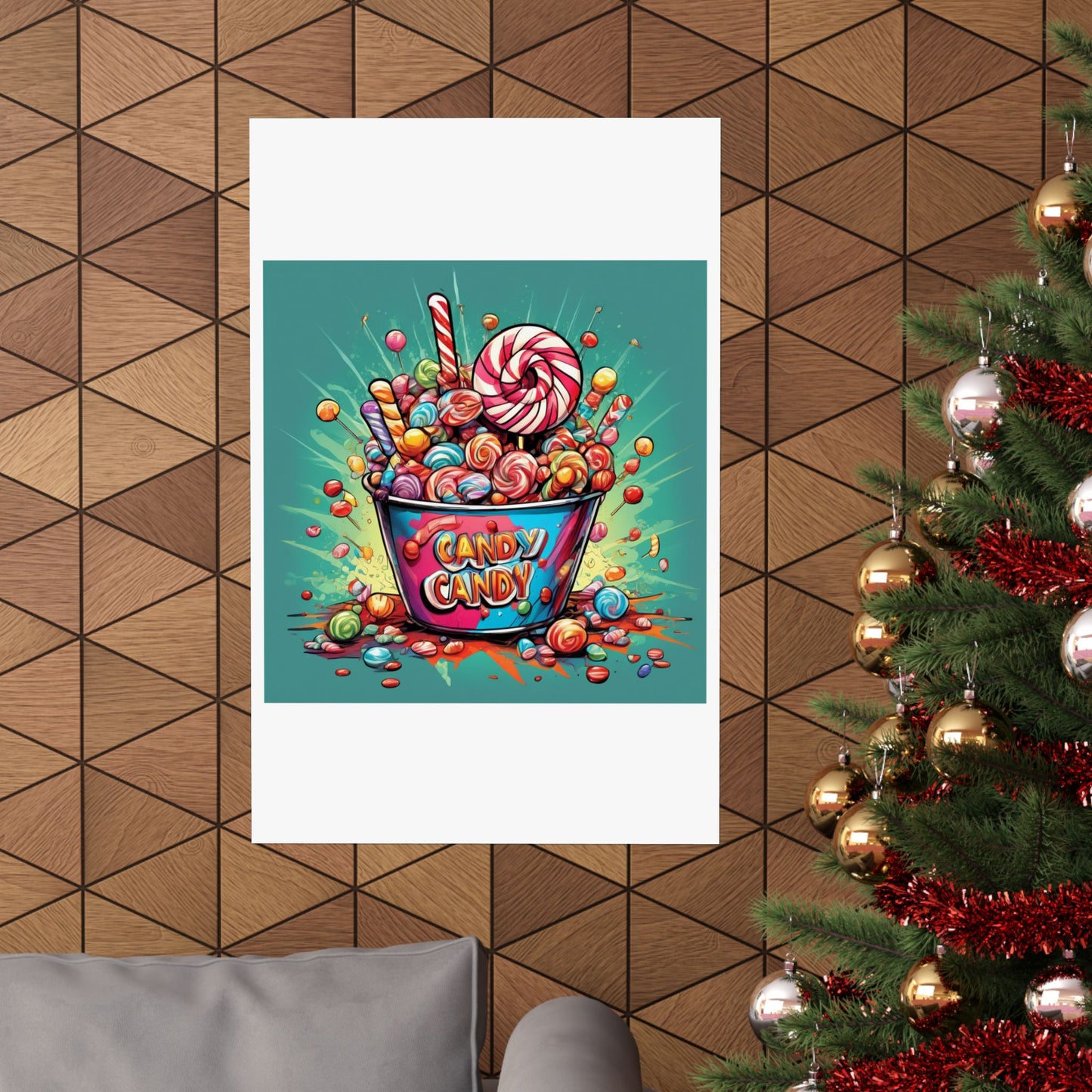 Holiday Candy Bucket Sweets Gift Art Poster