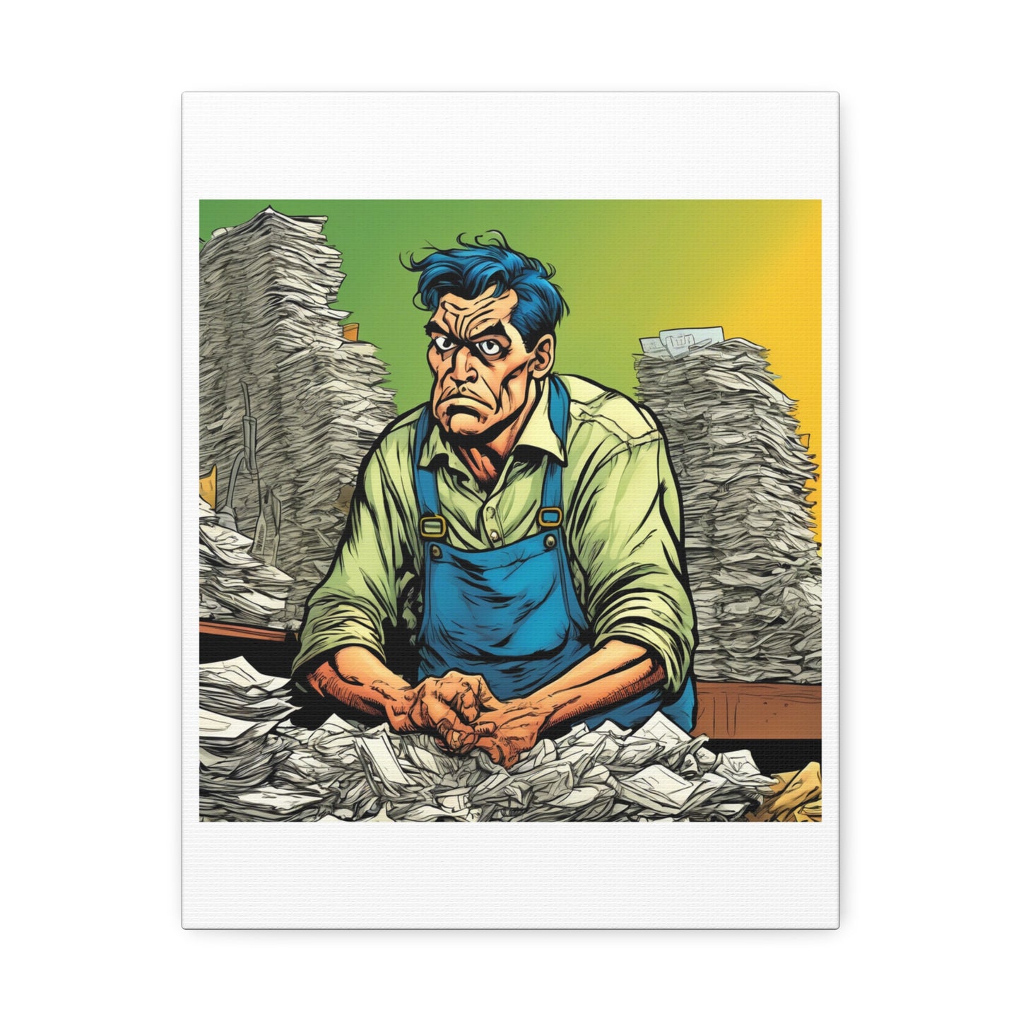 Paperwork Chaos Desk Worker Funny Office Art Canvas
