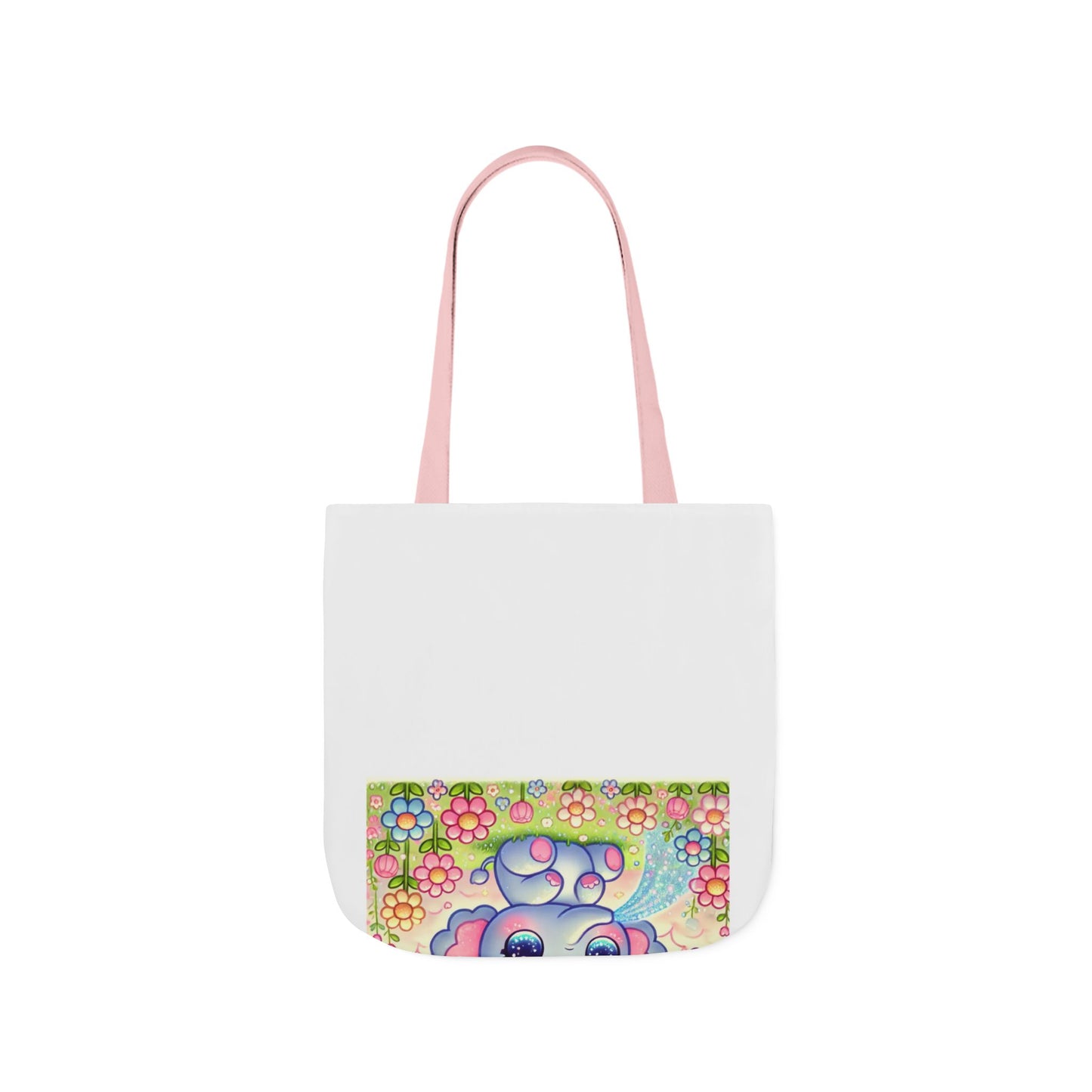 Pastel Rainbow Baby Elephant Floral Canvas Tote Bag