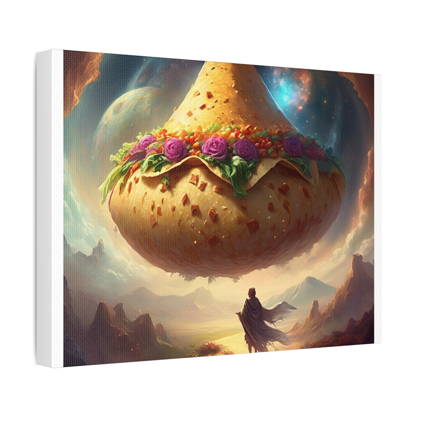 Cosmic Taco Planetoid Surreal Food Fantasy Art Canvas