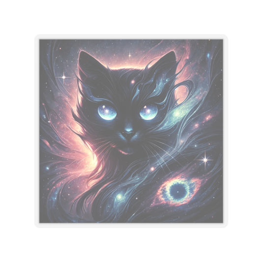 Cosmic Black Cat Galaxy Celestial Sticker