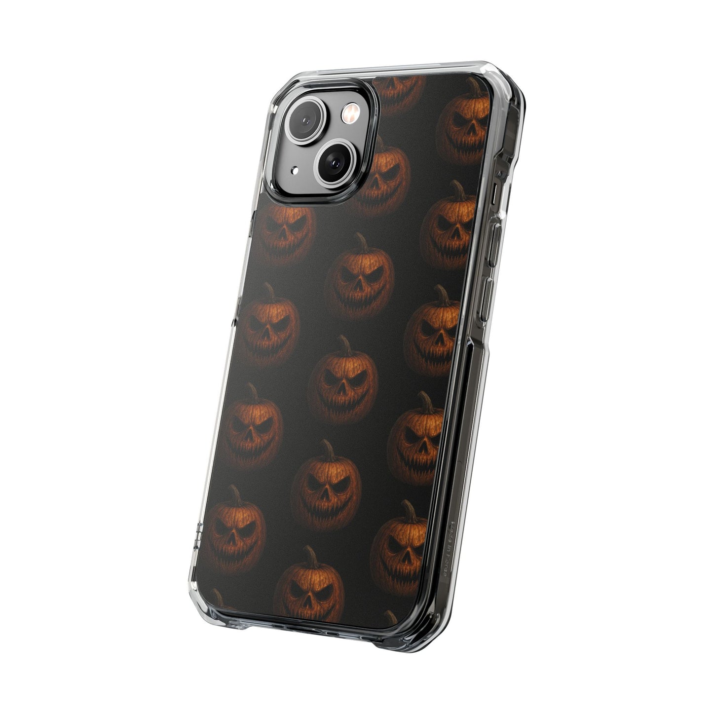 Magnet Cover, Halloween Pumpkin Spooky Phone Case, Horror Jack-O-Lantern Black Case, Magnetic Clear Impact Cover, Scary Cellphone Slim