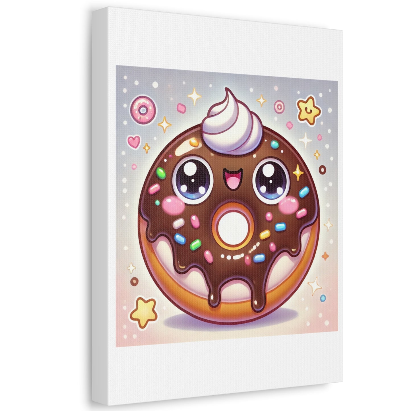 Kawaii Chocolate Donut Cute Dessert Canvas Wall Art