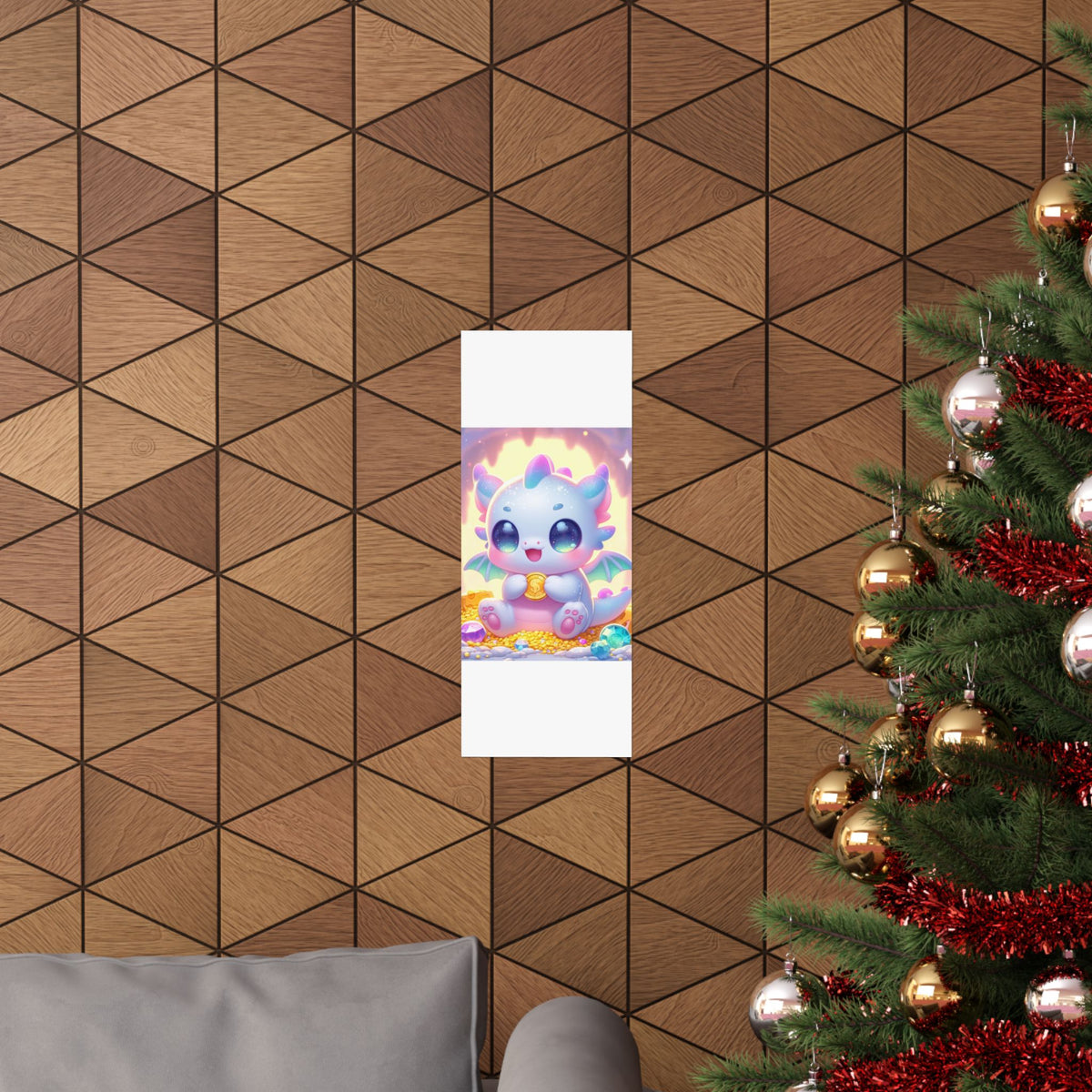 Pastel Treasure Dragon Kawaii Fantasy Wall Art Poster