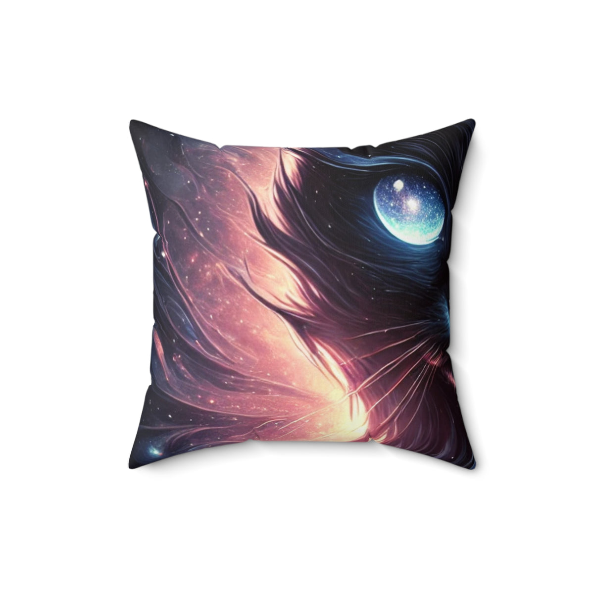 Cosmic Black Cat Galaxy Celestial Decorative Pillow