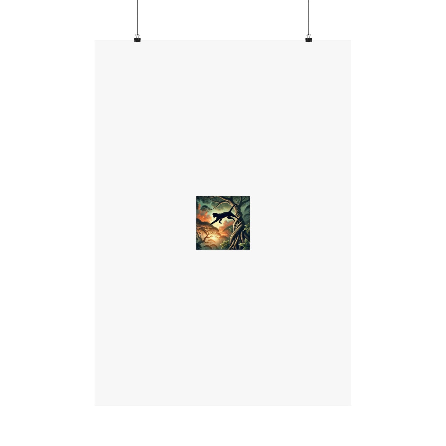 Enchanted Black Cat Forest Poster Fantasy Cat Wall Art Gift