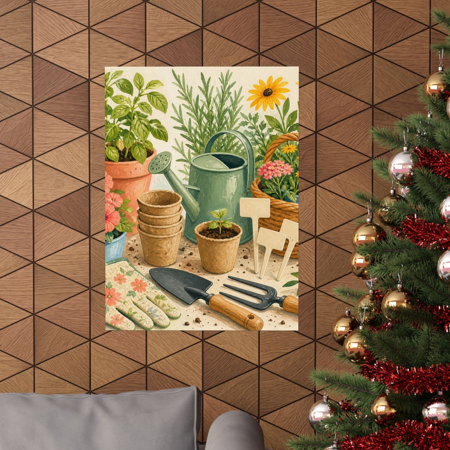 Colorful Gardening Tools and Flowers Hobby Poster