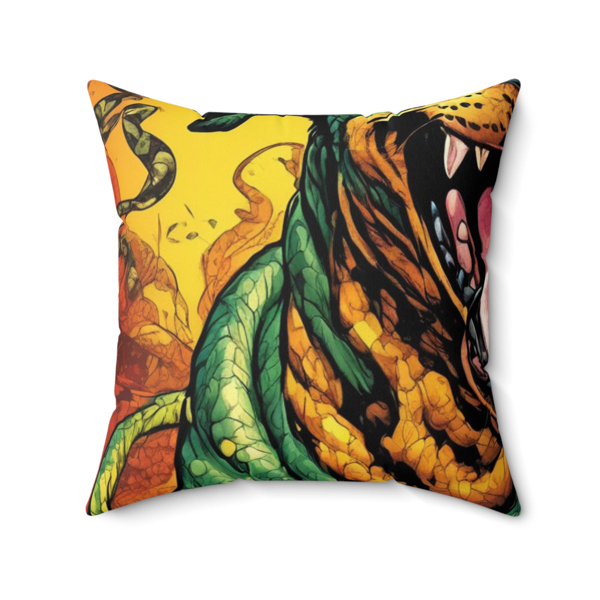 Surreal Serpent Hound Dark Fantasy Decorative Pillow