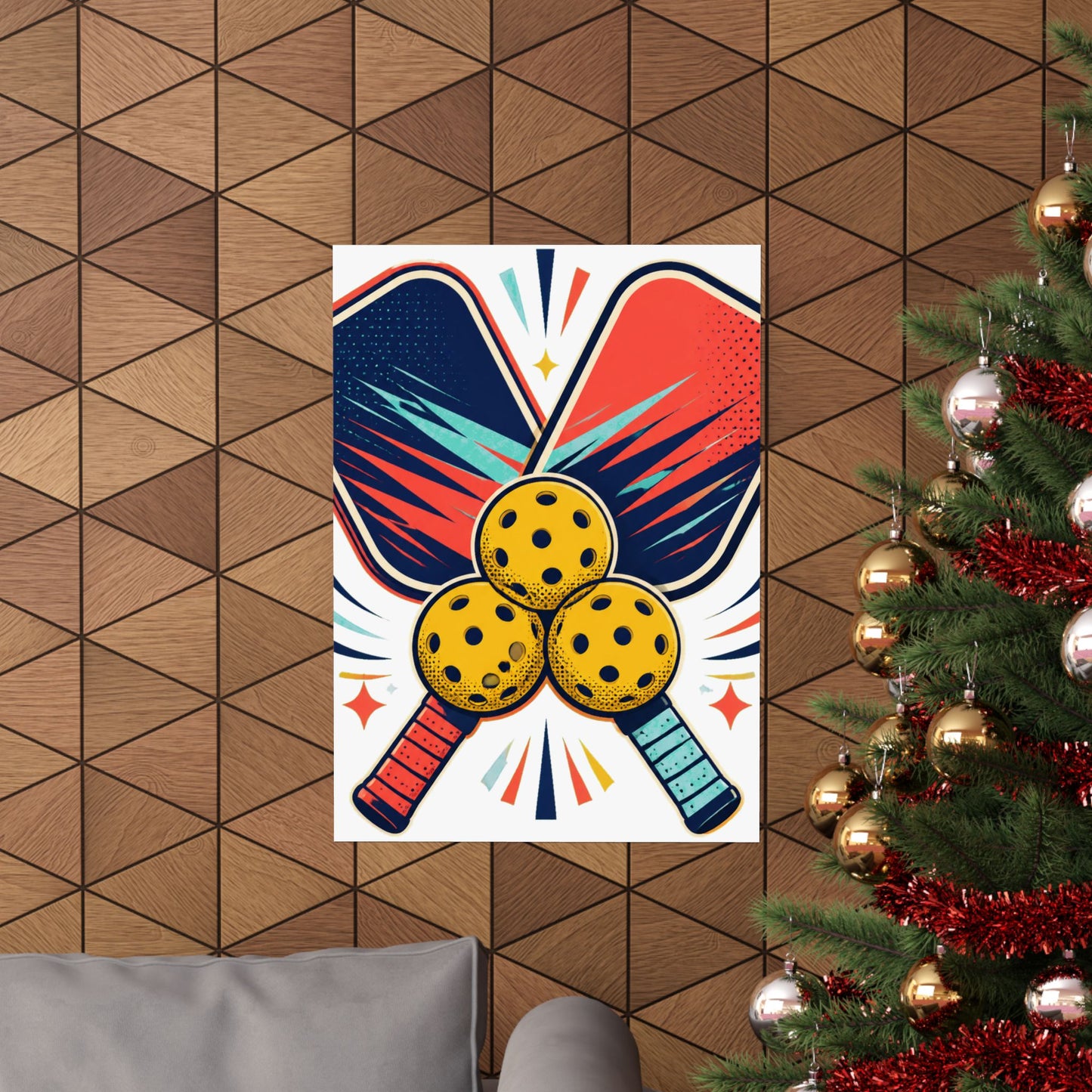 Retro Pickleball Paddles Recreational Sports Art Poster