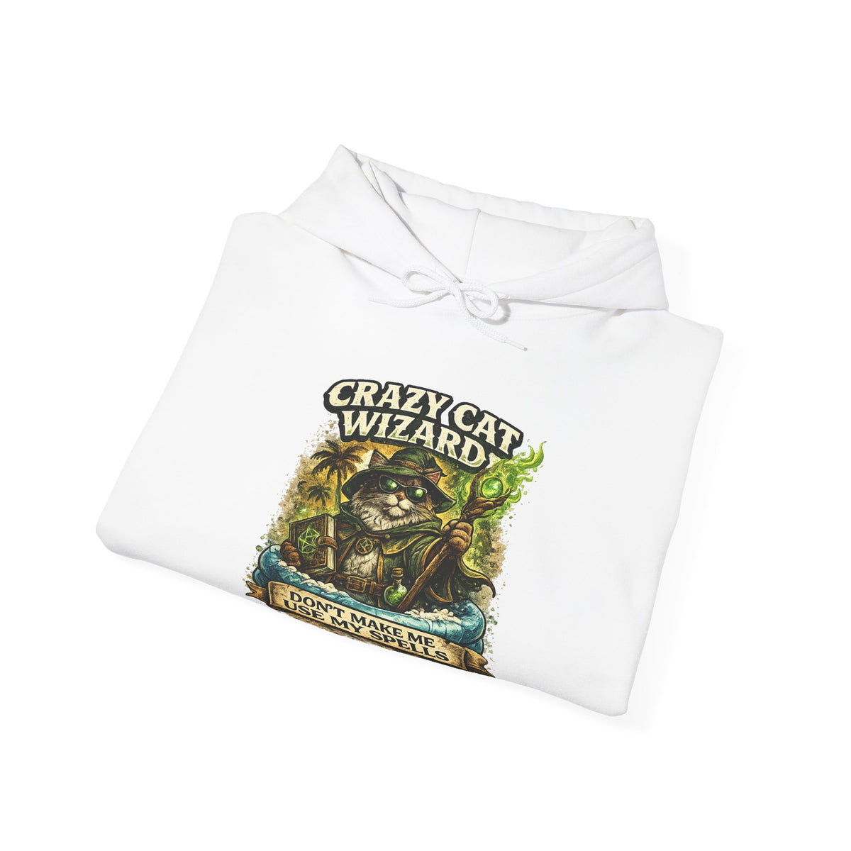Crazy Cat Wizard Funny Fantasy Magic Hoodie