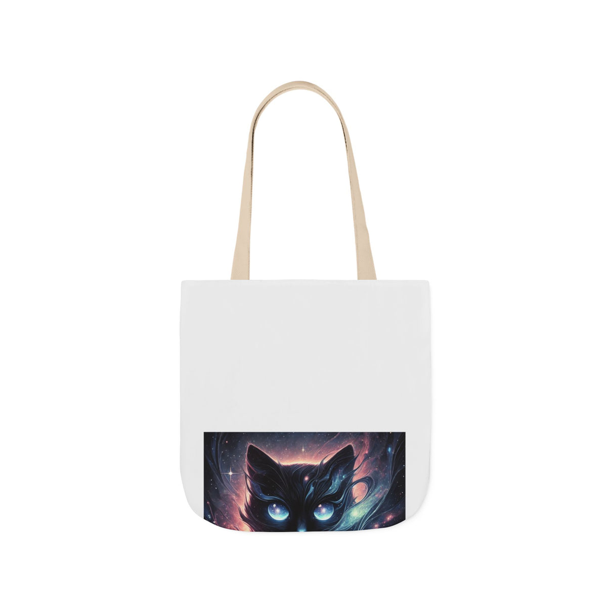 Cosmic Black Cat Galaxy Celestial Canvas Tote Bag