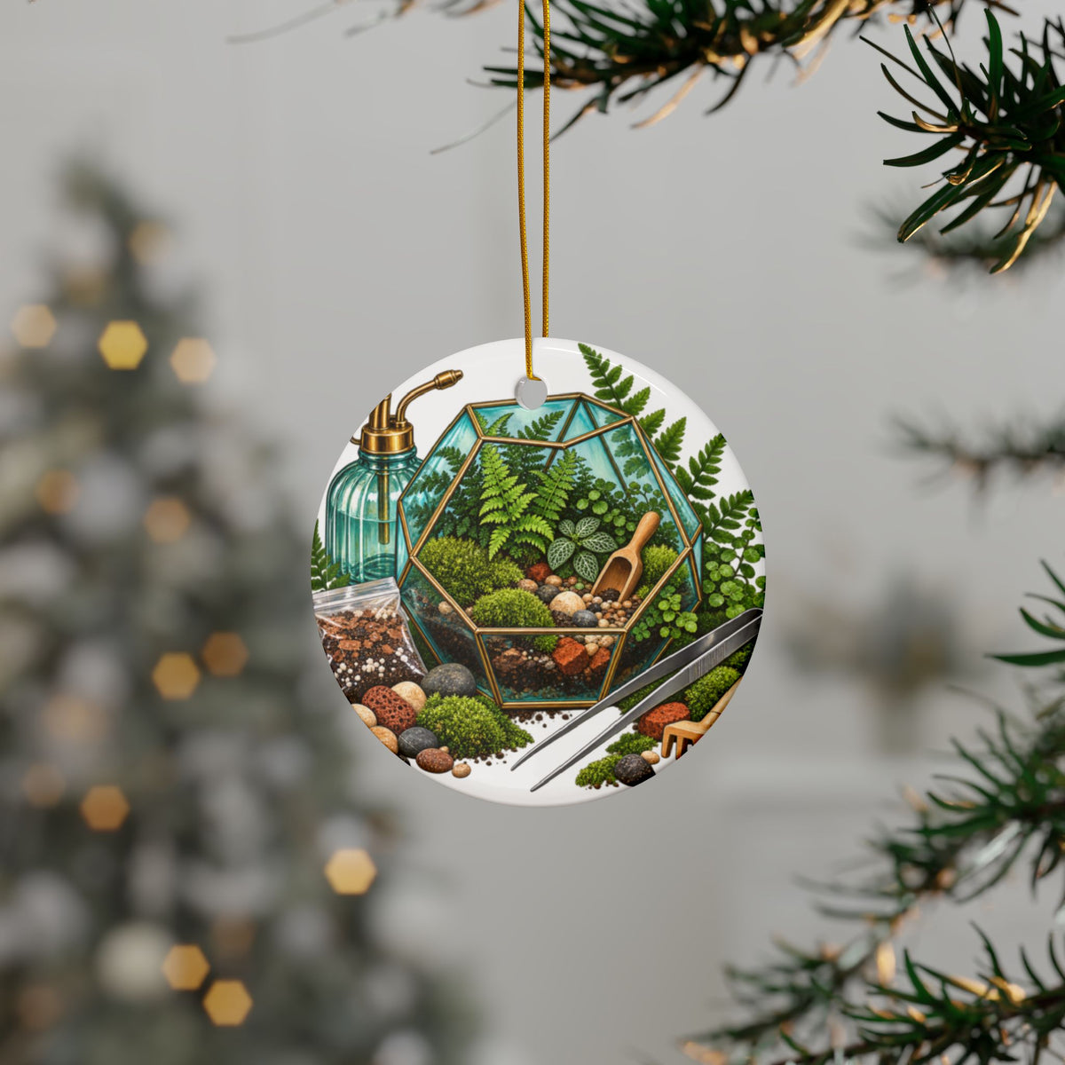 Fern Terrarium Building Workshop Round Ornament