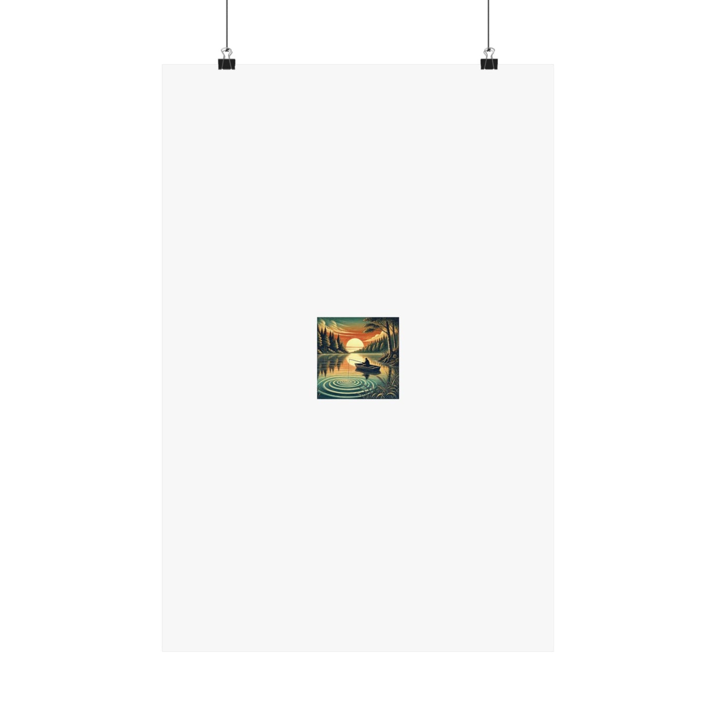 Sunset Lake Fishing Retreat Poster Lake House Fishing Wall Art Gift