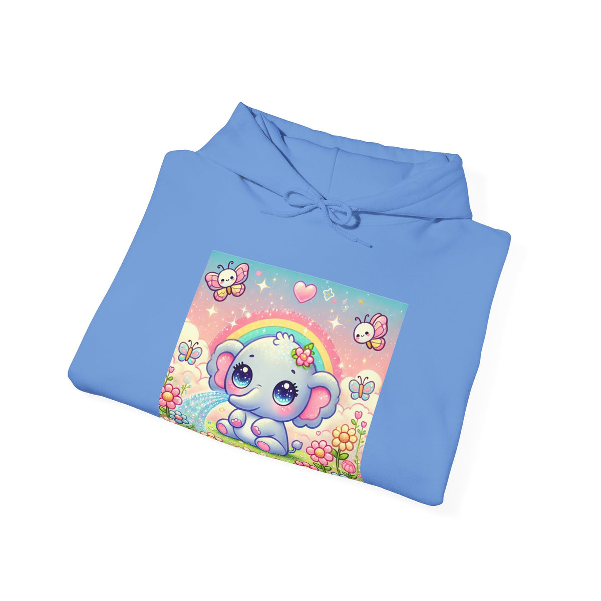 Pastel Rainbow Baby Elephant Floral Hoodie