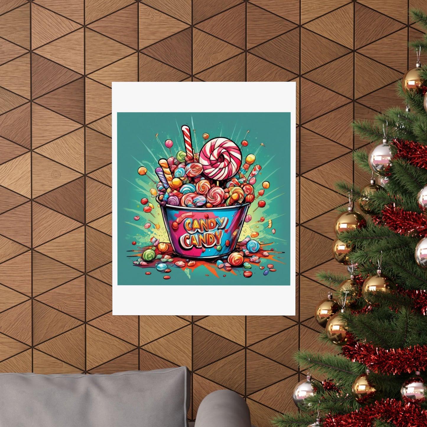 Holiday Candy Bucket Sweets Gift Art Poster