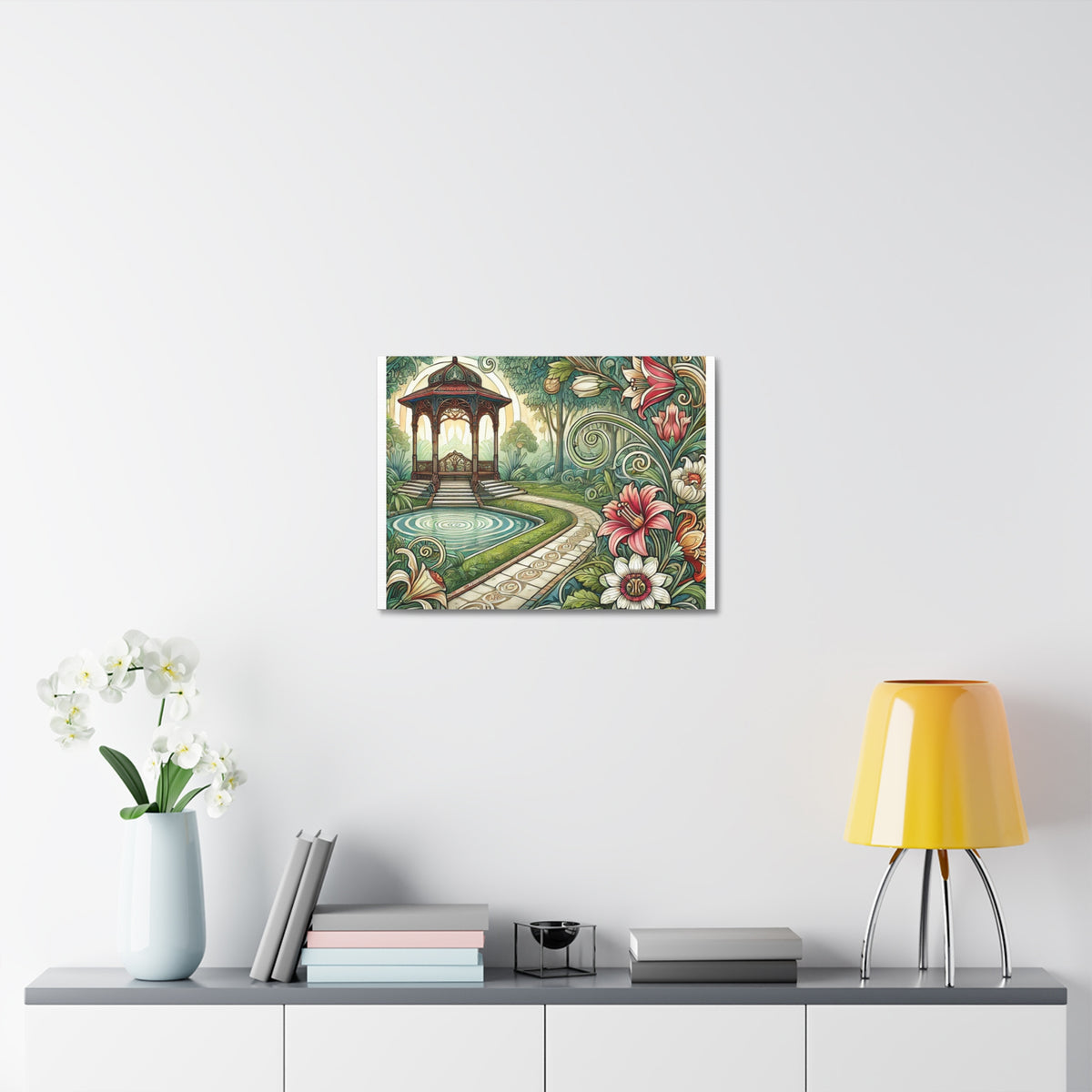 Botanical Gazebo Garden Art Nouveau Canvas Wall Art