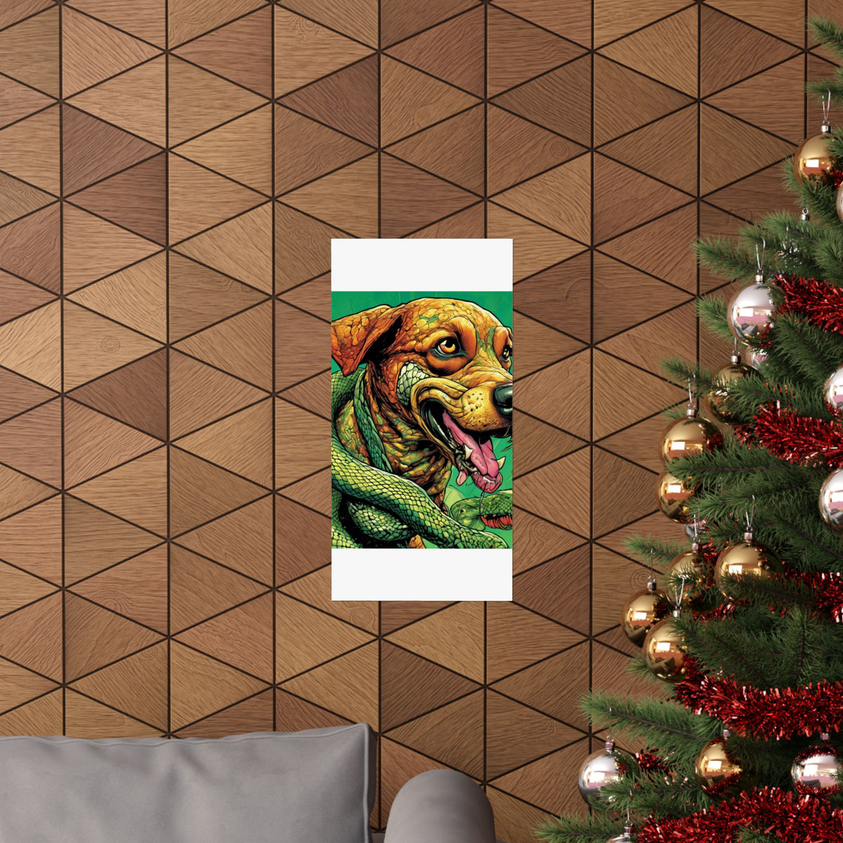 Serpent Guardian Dog Bold Fantasy Creature Art Poster