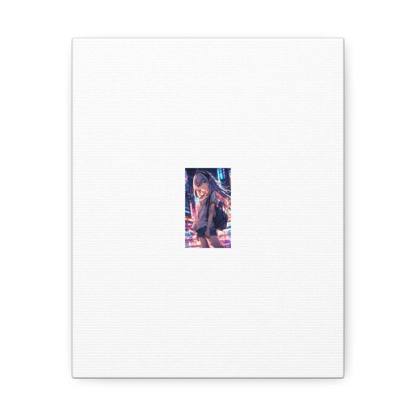 Anime City Night Heroine Portrait Neon Canvas Wall Art