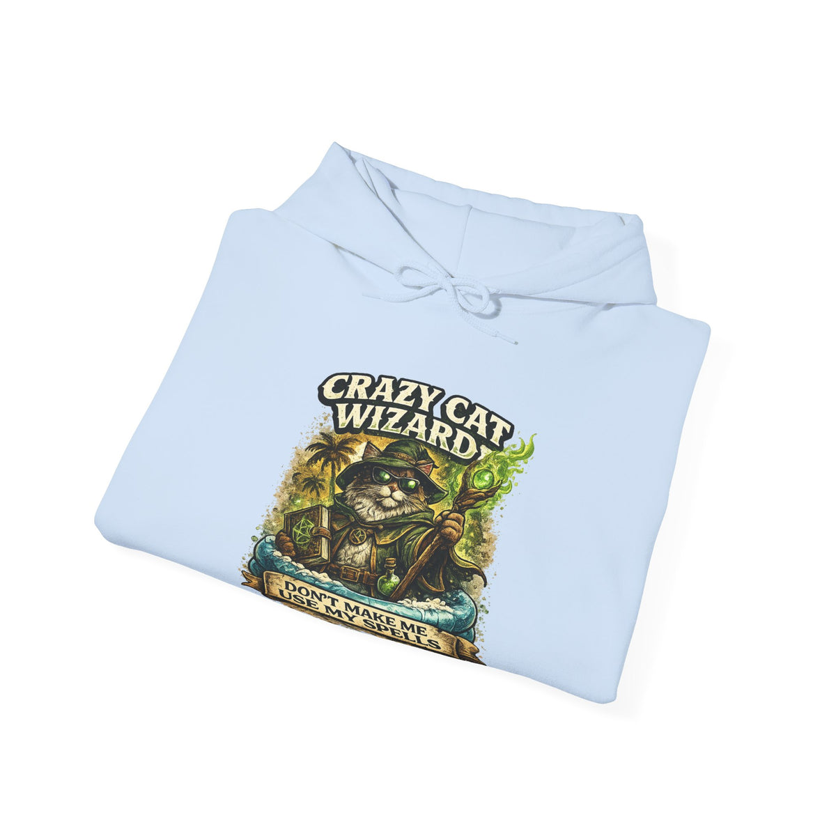 Crazy Cat Wizard Funny Fantasy Magic Hoodie