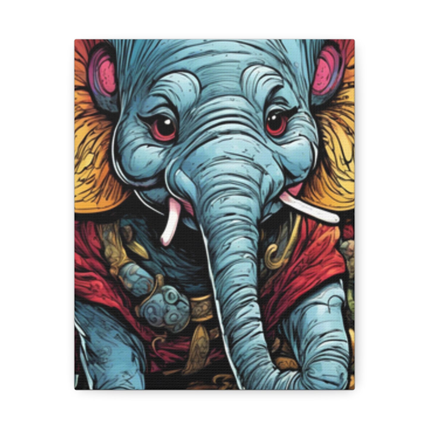 Colorful Elephant Garden Parade Wildlife Canvas Wall Art