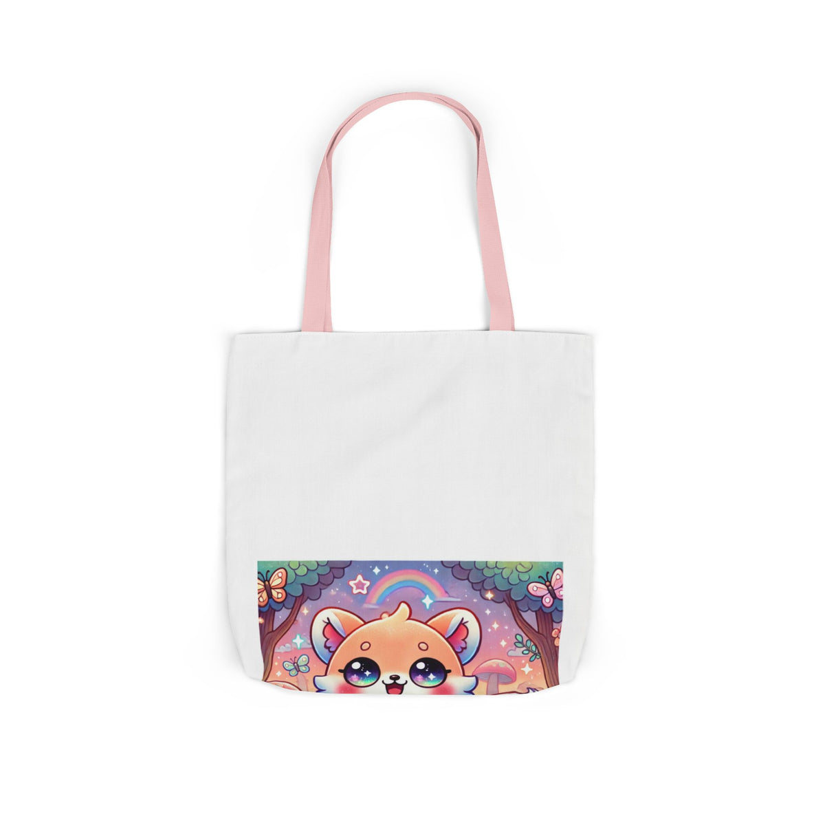 Pastel Woodland Fox Mushroom Kawaii Canvas Tote Bag