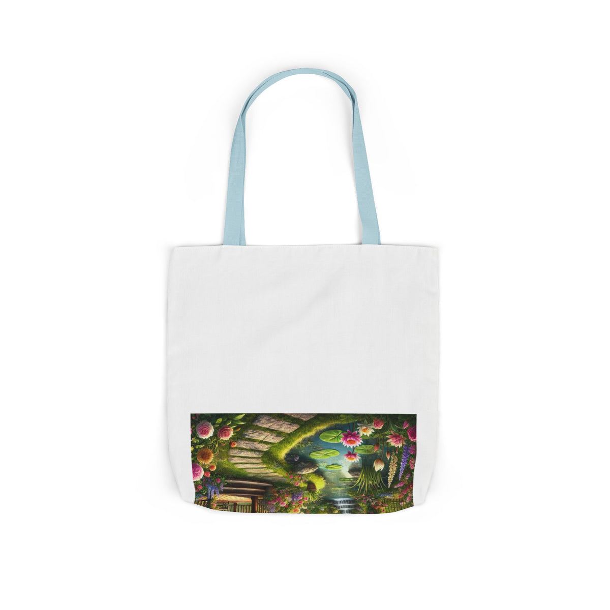 Sunlit Rose Gazebo Cottage Garden Canvas Tote Bag