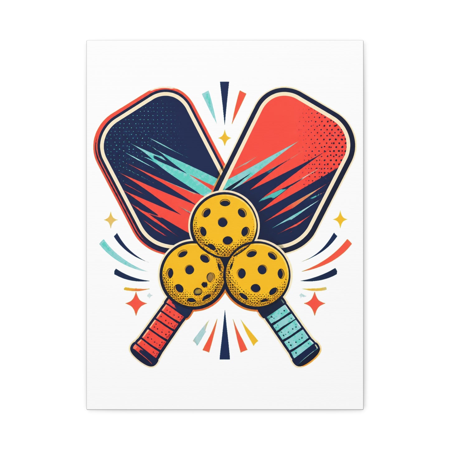 Retro Pickleball Paddles Recreational Sports Canvas Art