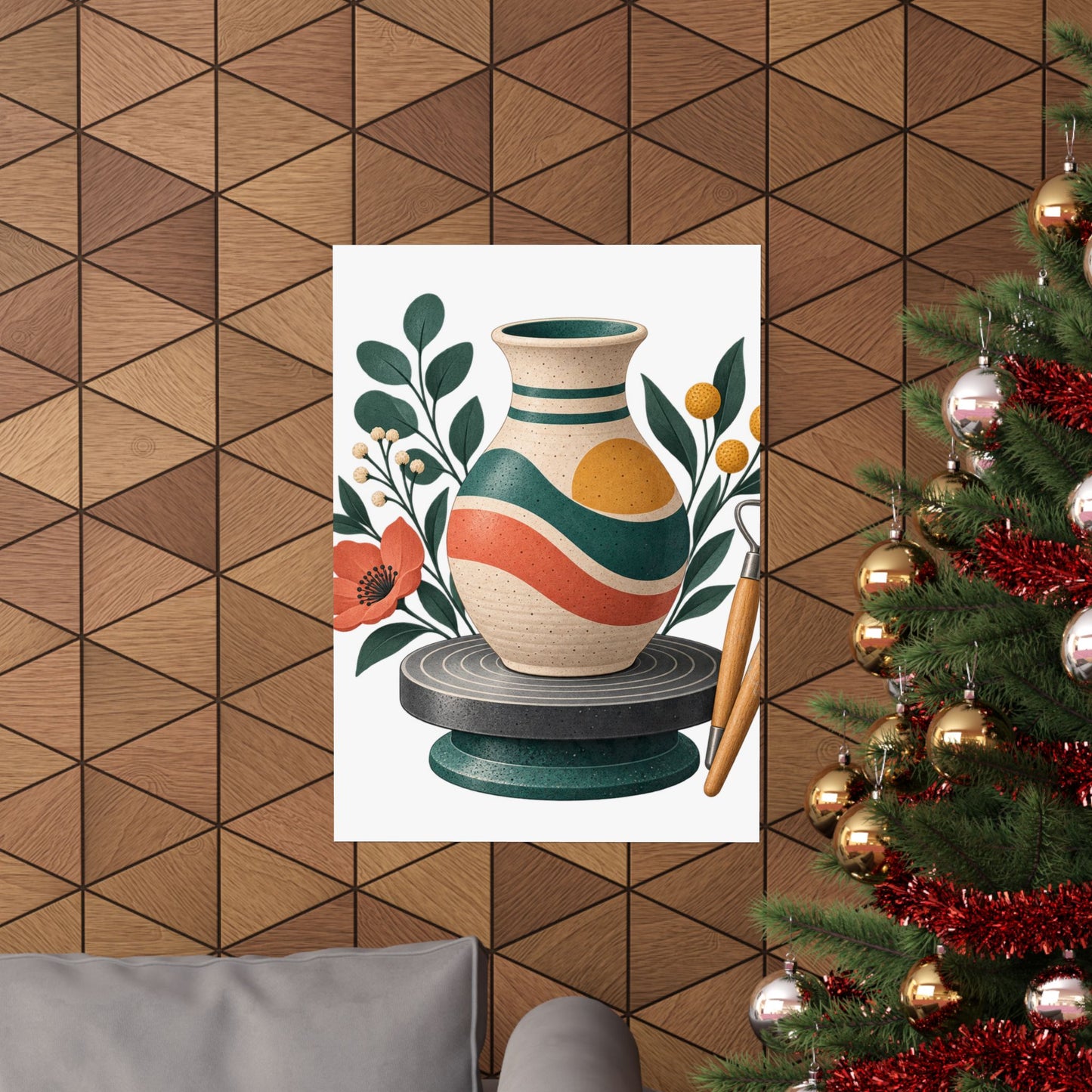 Midcentury Pottery Botanical Art Poster