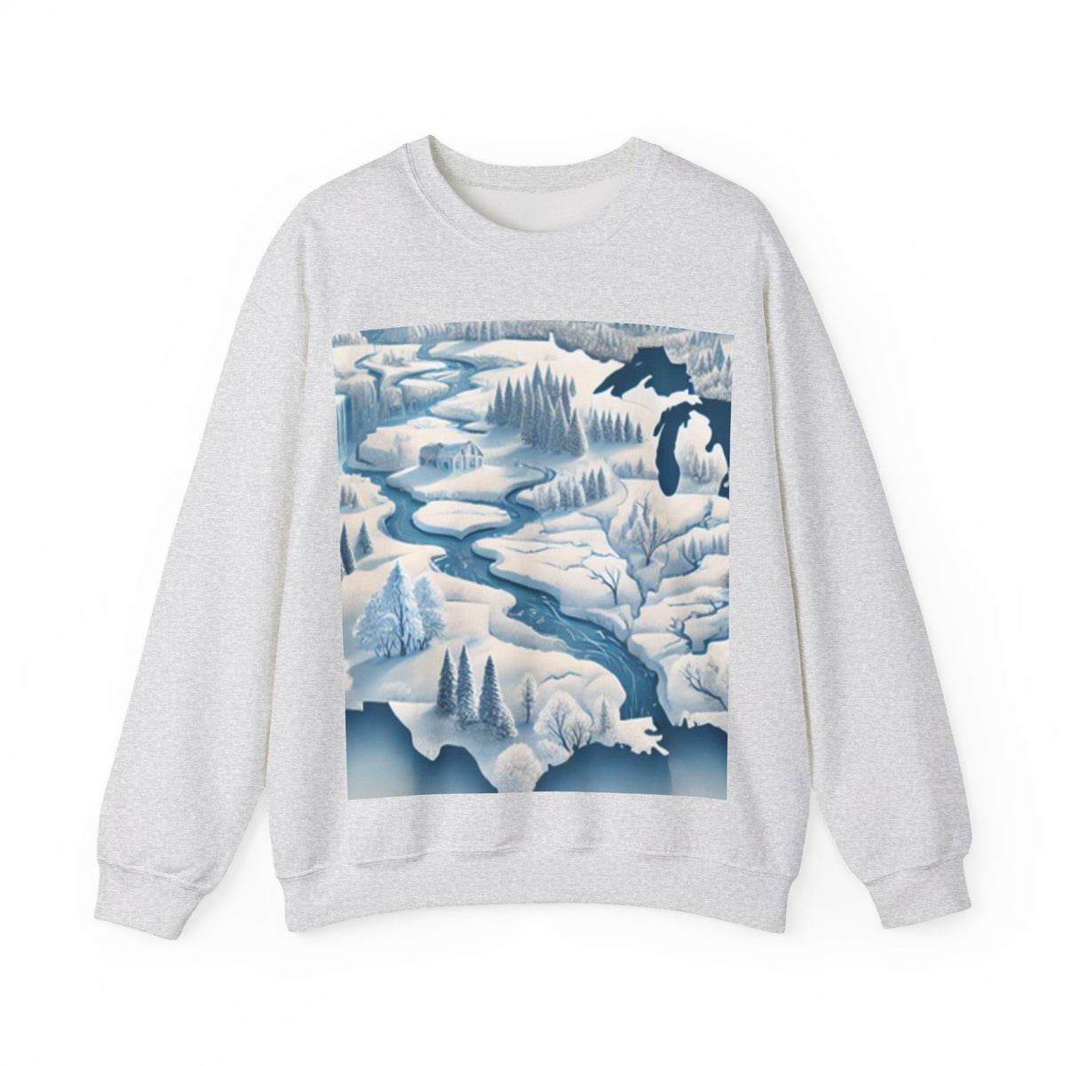 Winter USA Dreamscape Snowy Map Crew Sweatshirt Travel Gift