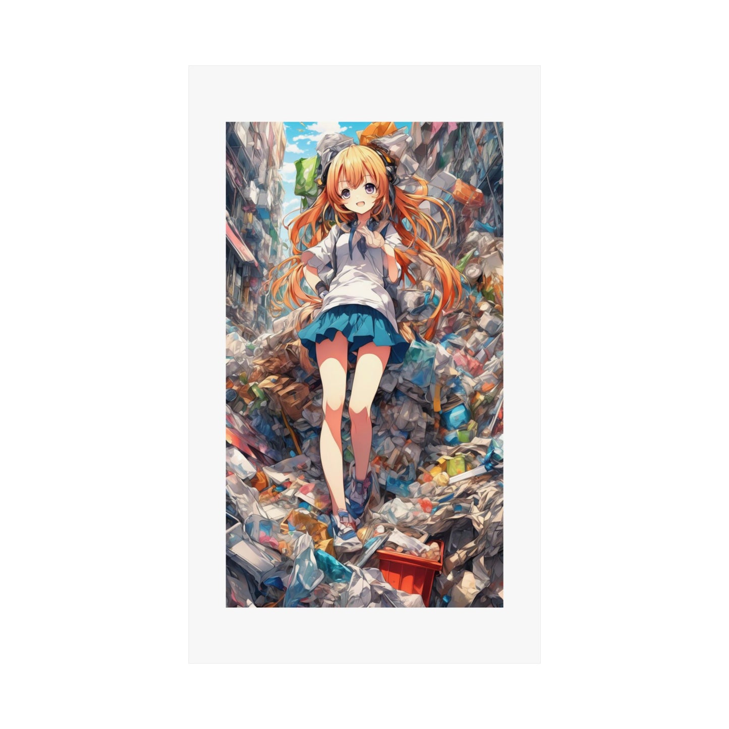 Recycling Rescue Anime Heroine Eco Street Art Poster