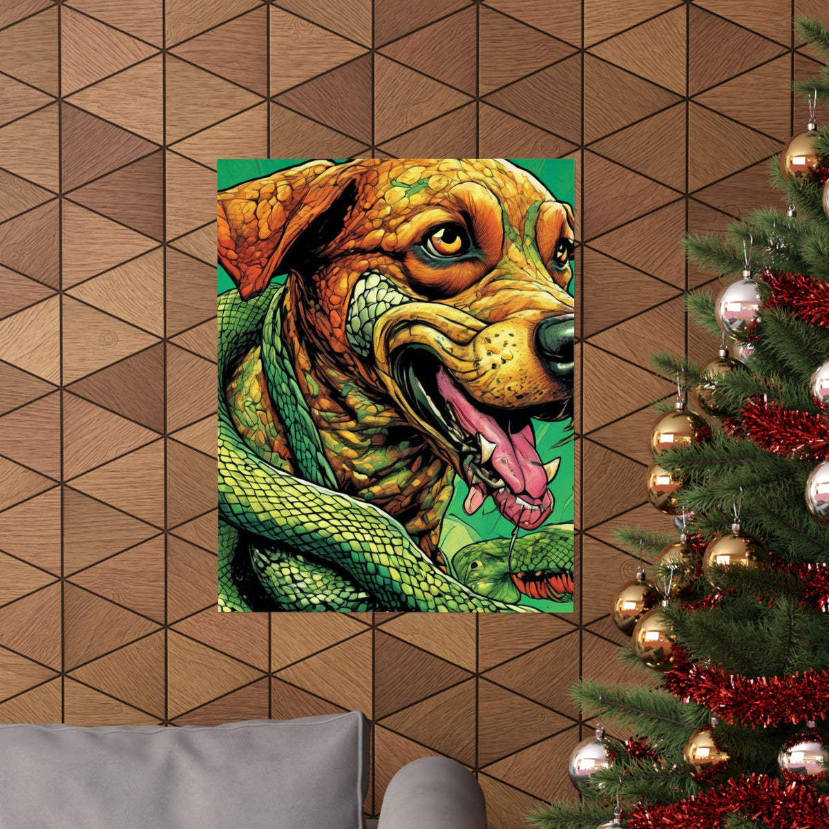 Serpent Guardian Dog Bold Fantasy Creature Art Poster