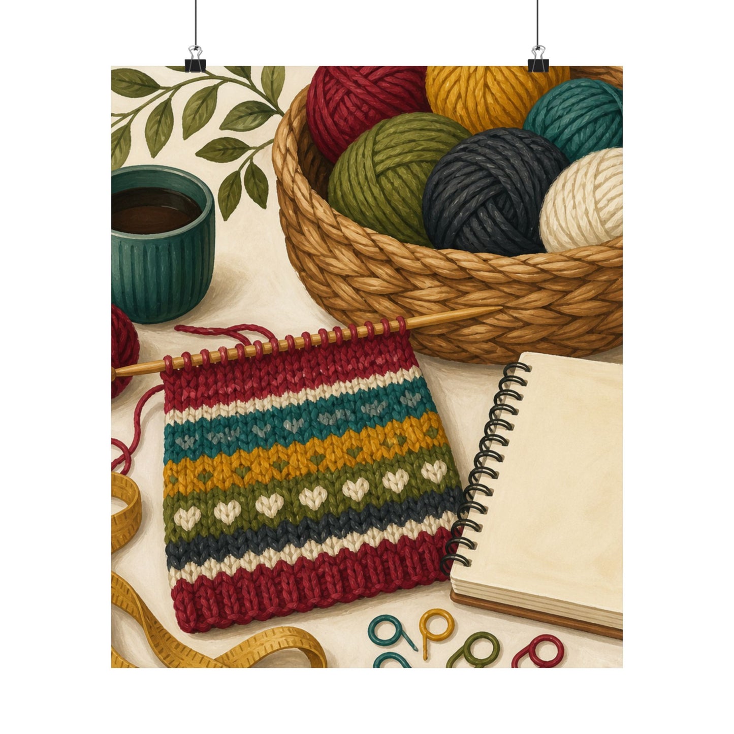 Cozy Knitting and Yarn Hobby Art Poster