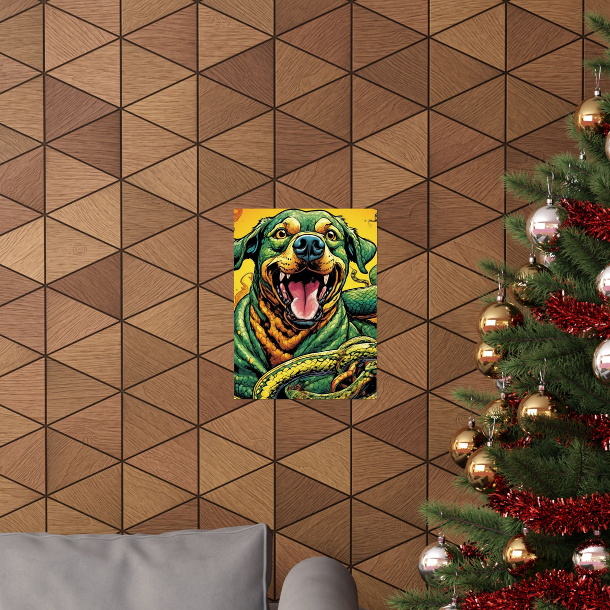 Surreal Serpent Hound Dark Fantasy Wall Art Poster