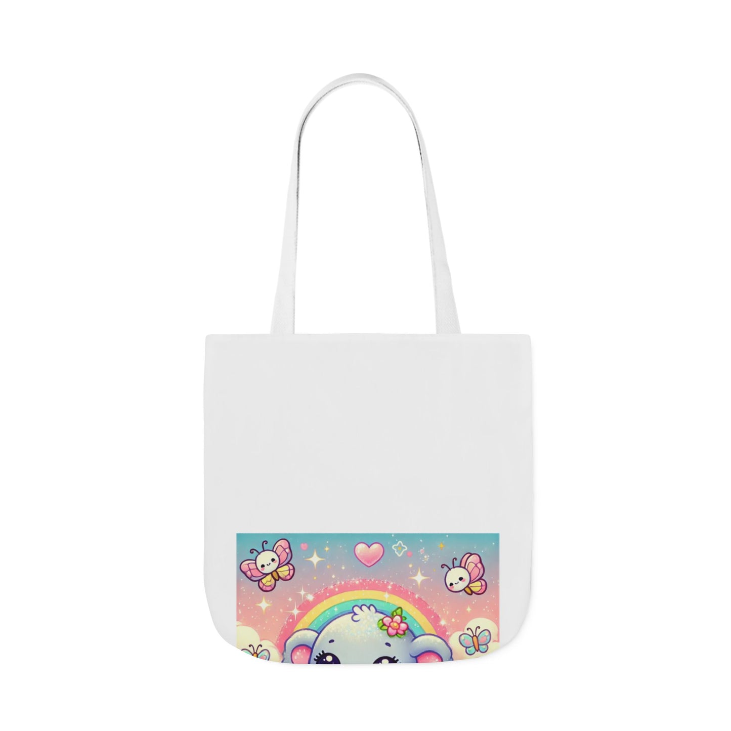 Pastel Rainbow Baby Elephant Floral Canvas Tote Bag