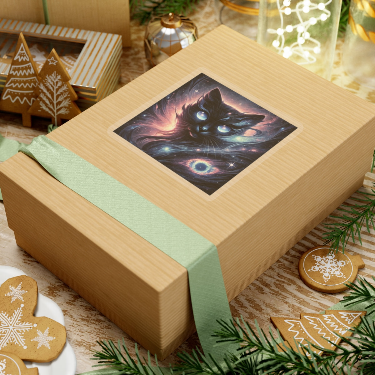 Cosmic Black Cat Galaxy Celestial Sticker