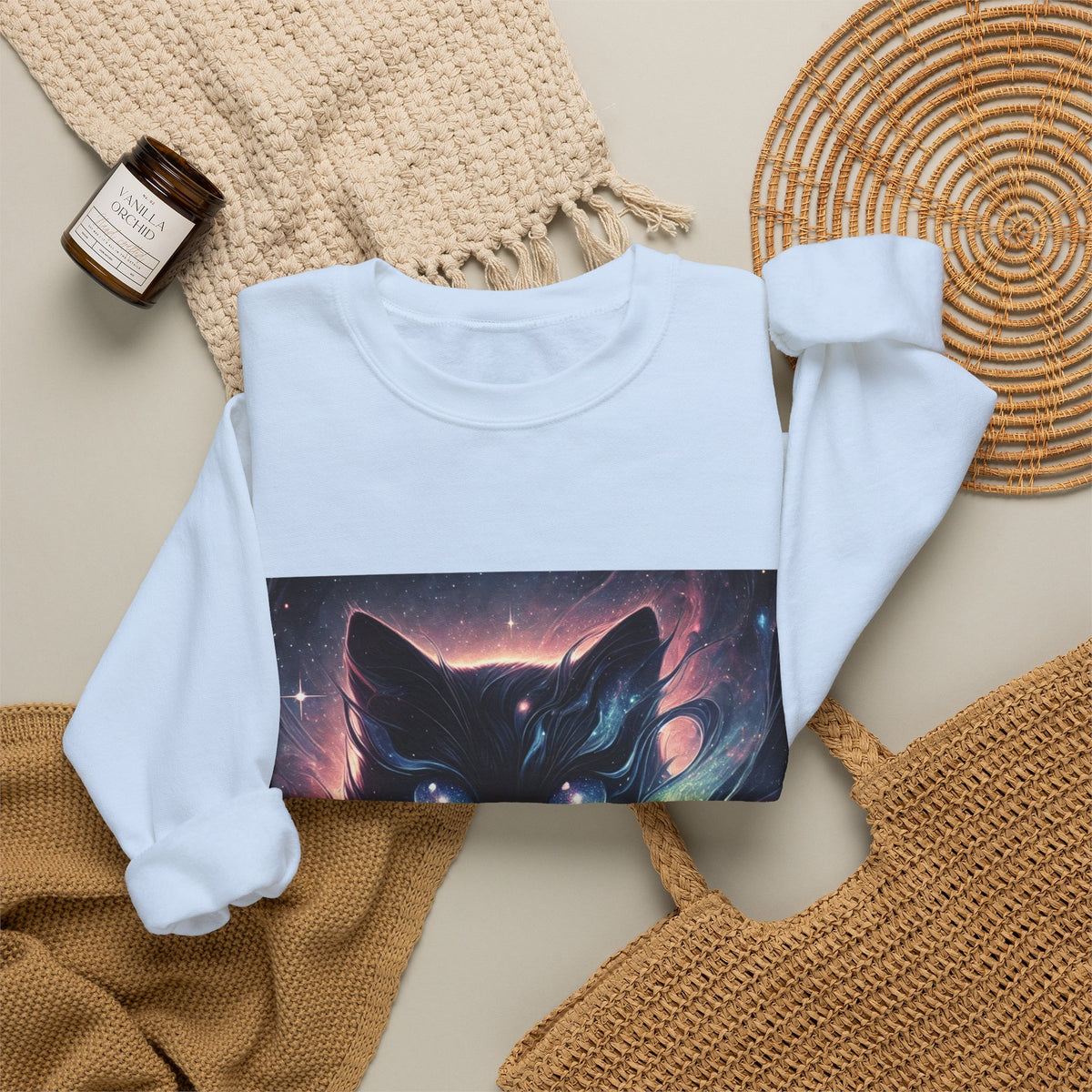 Cosmic Black Cat Galaxy Celestial Sweatshirt