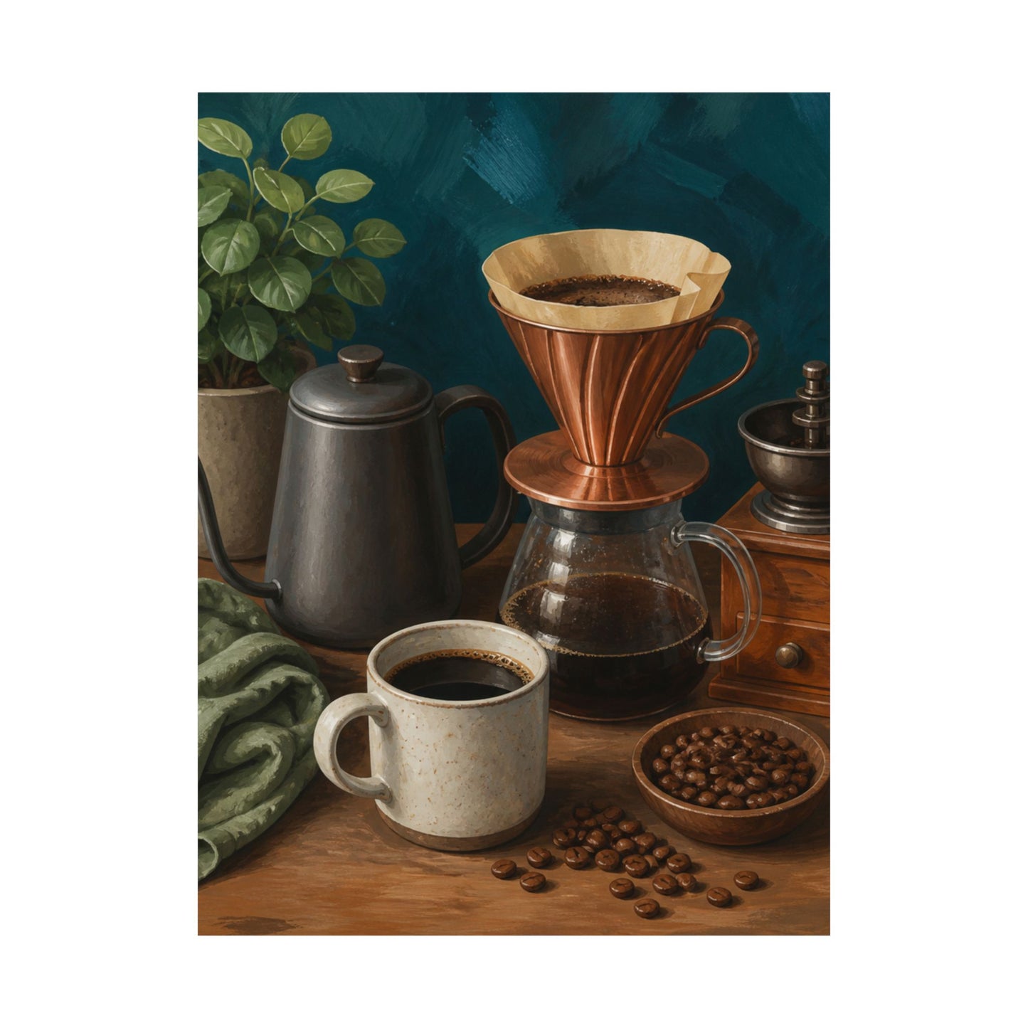 Warm Home Coffee Brewing Art Poster