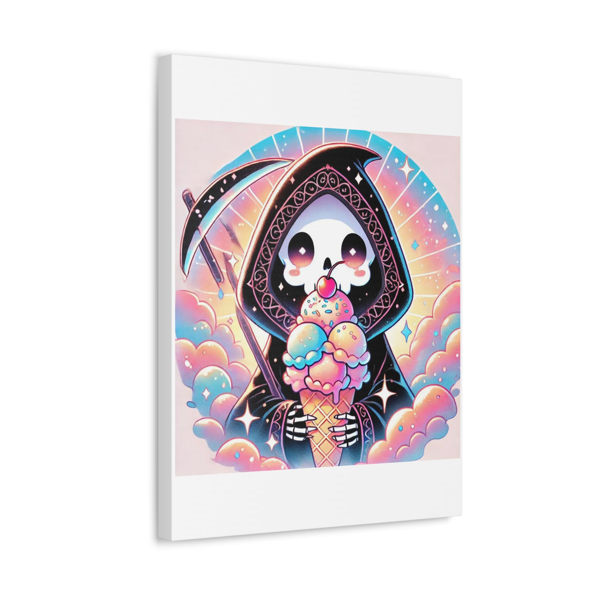 Pastel Grim Reaper Ice Cream Cute Gothic Canvas Art