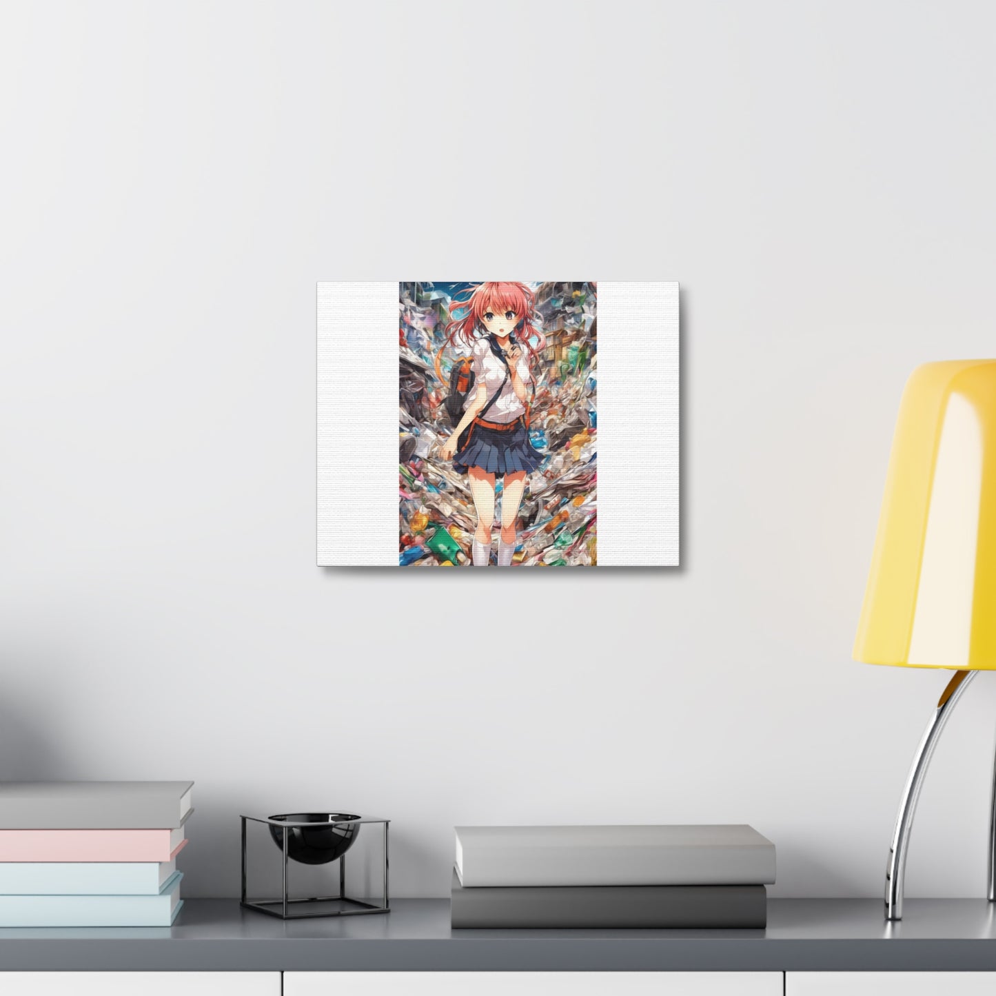 Recycling Day Anime Schoolgirl Eco Street Art Canvas