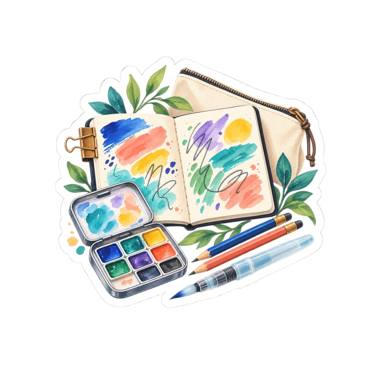 Colorful Urban Sketching Travel Kit Sticker
