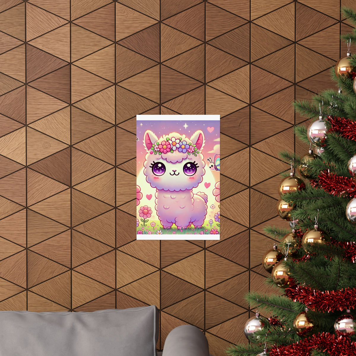 Pastel Floral Alpaca Garden Kawaii Wall Art Poster