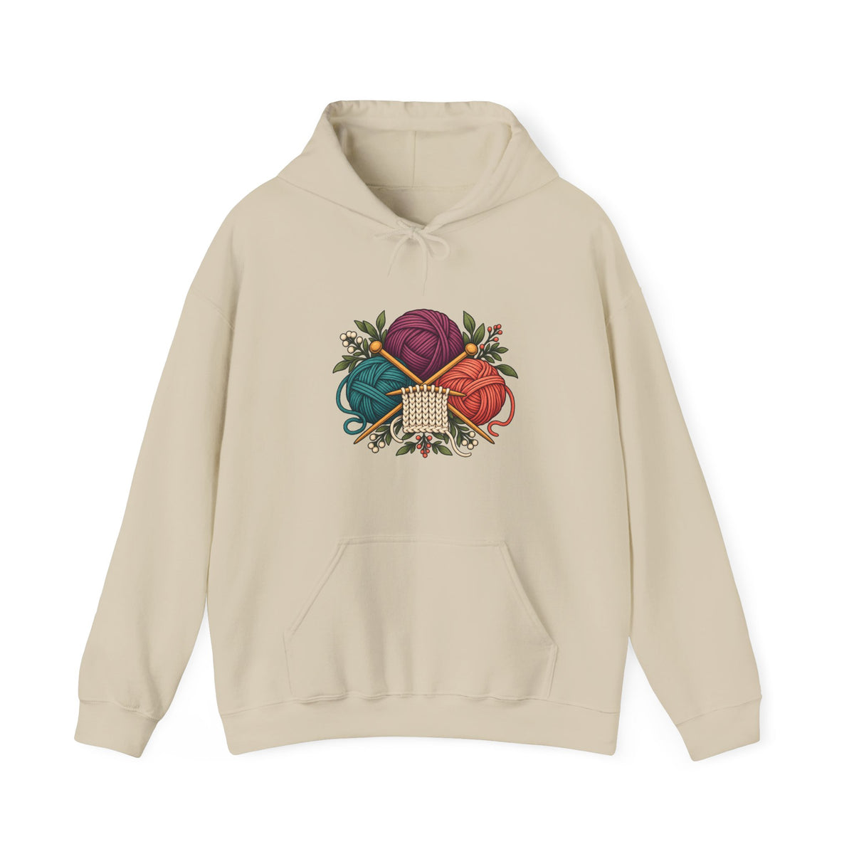 Retro Yarn and Knitting Botanical Art Hoodie