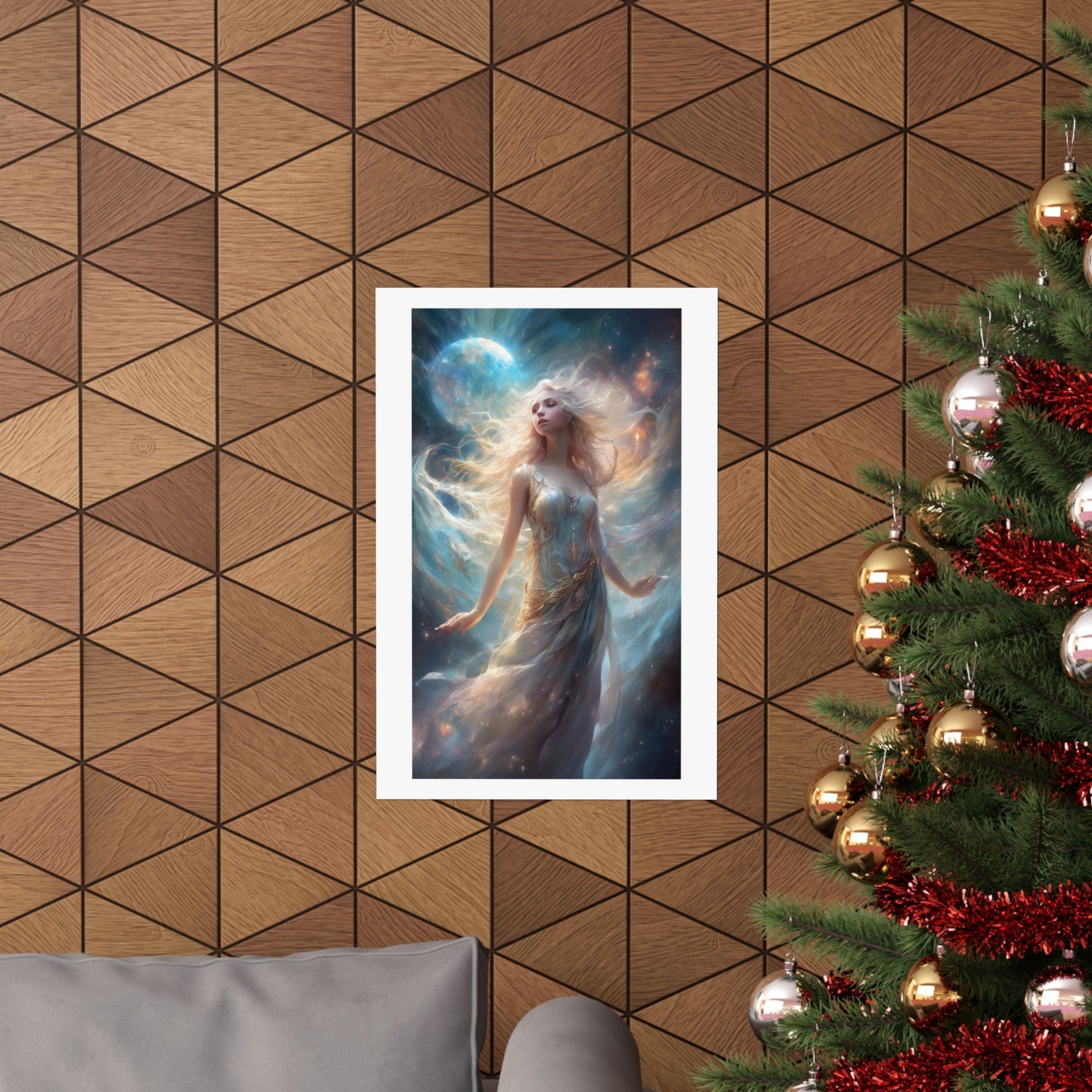 Moonlit Celestial Maiden Fantasy Portrait Poster
